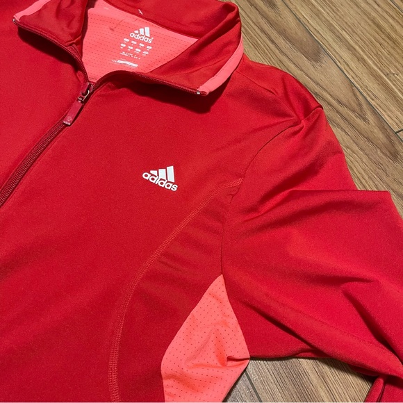 ADIDAS Red Zip Sweater Pink Vents ATS Warm Size Large - Picture 9 of 11